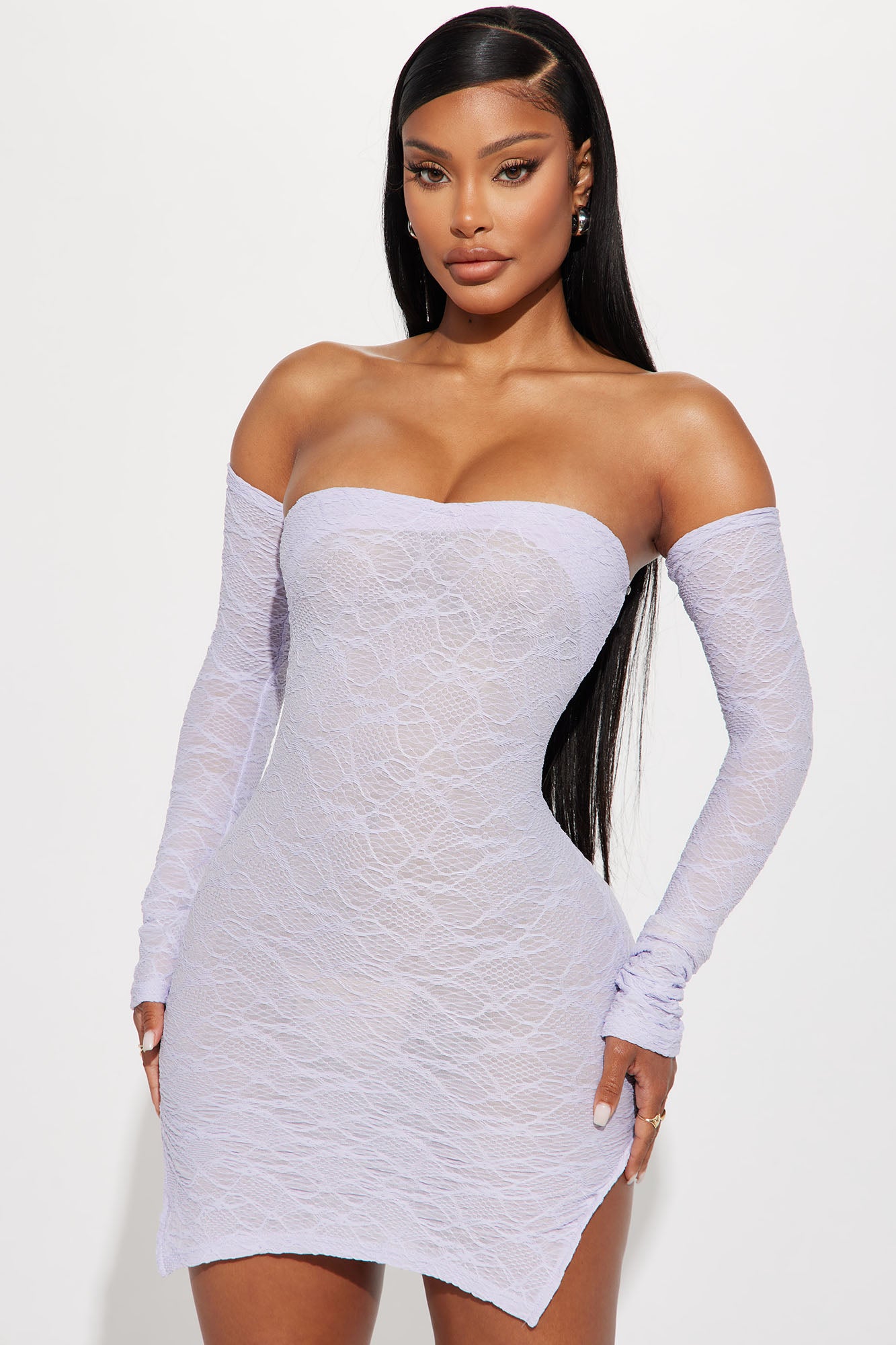 Delilah Textured Mini Dress - Lavender