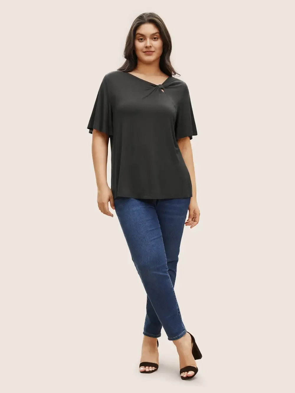 Supersoft Essentials Twist Front Asymmetrical Neck T-Shirt
