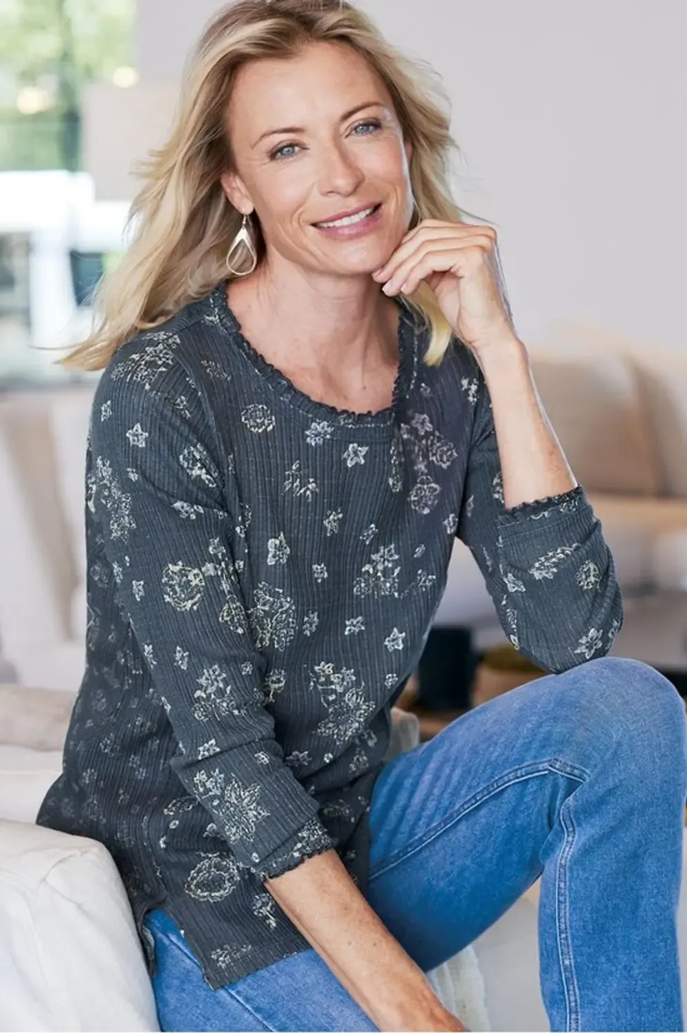 Pretty Petals Long Sleeve Pointelle Top