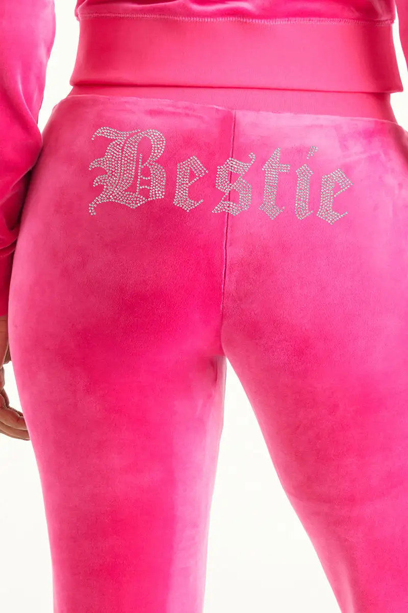 Bestie Big Bling Velour Track Pants