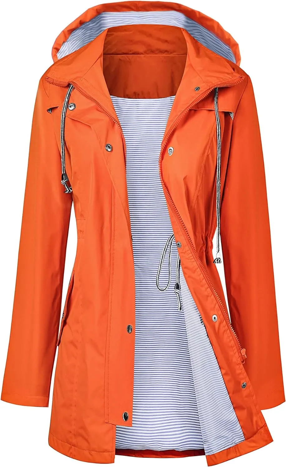 LOMON Raincoat Women Waterproof Long Hooded Trench Coats Lined Windbreaker Travel Jacket S-XXL
