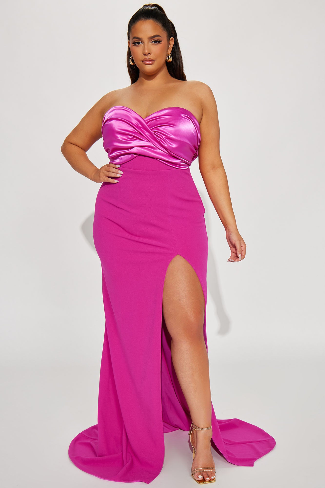 Am I The Drama Draped Maxi Dress - Magenta