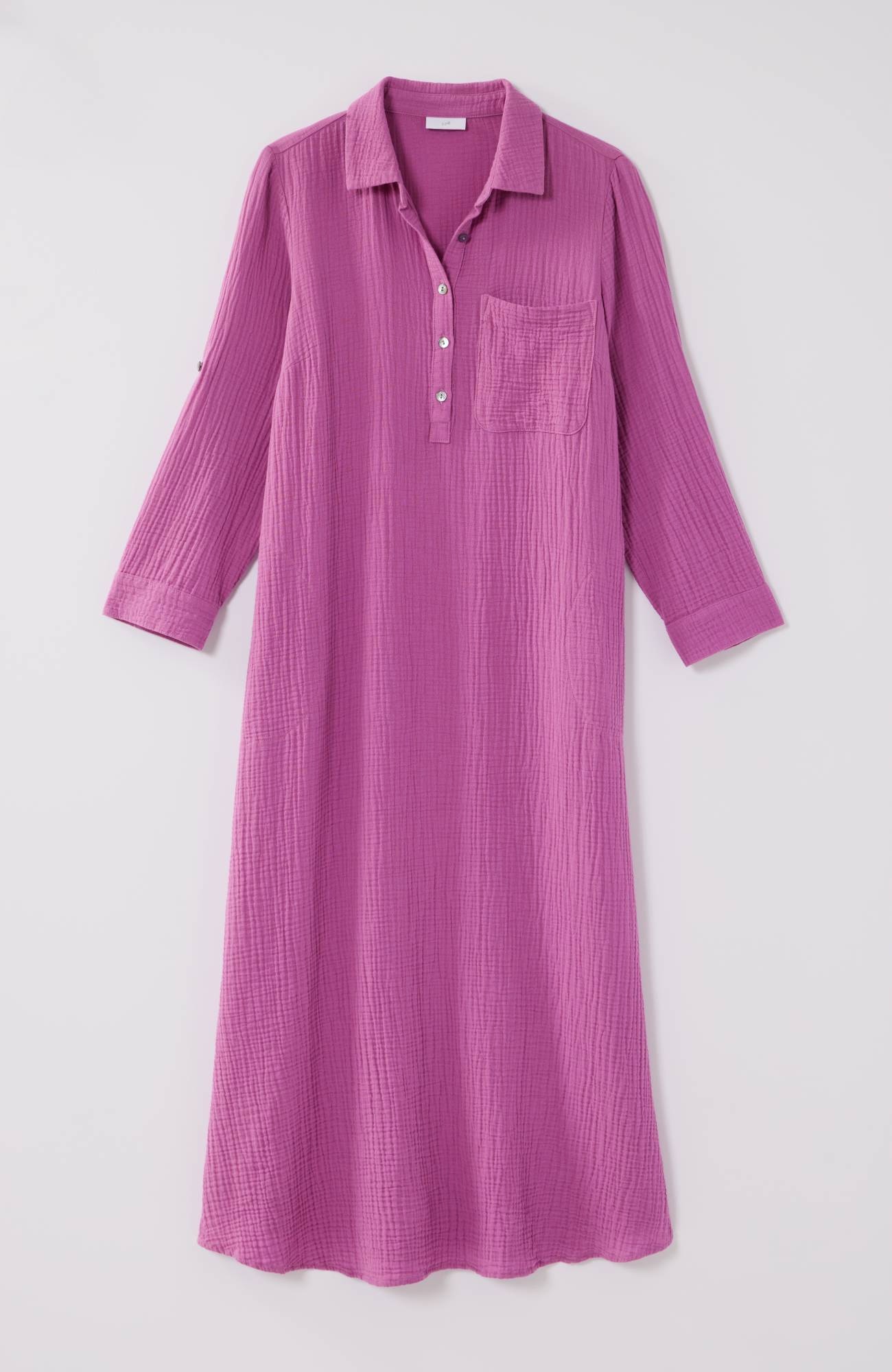 Cotton-Gauze One-Pocket Shirtdress