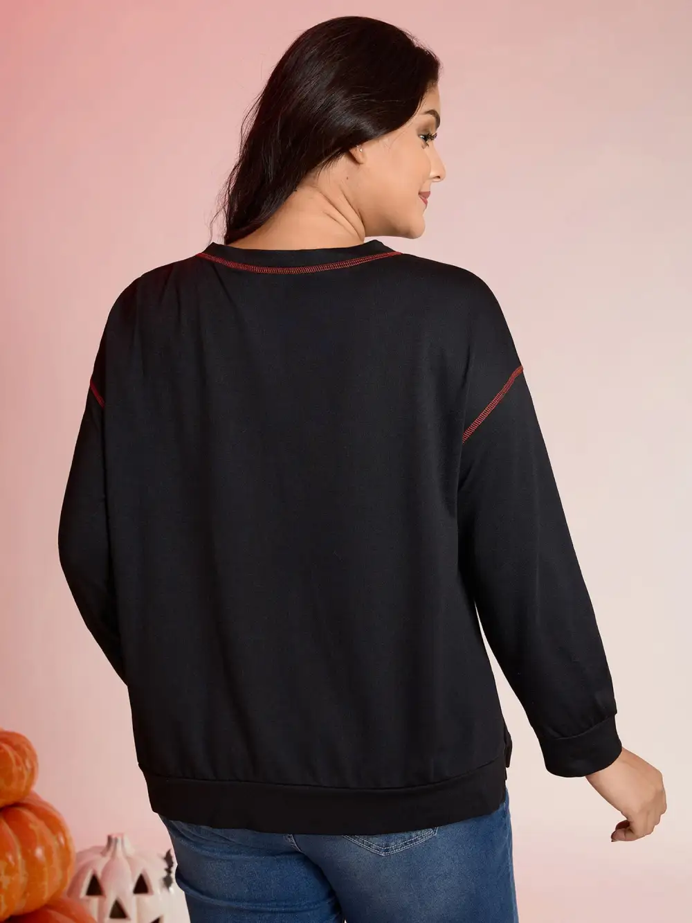 Pumpkin Halloween Print Drop Shoulder Sweatshirt