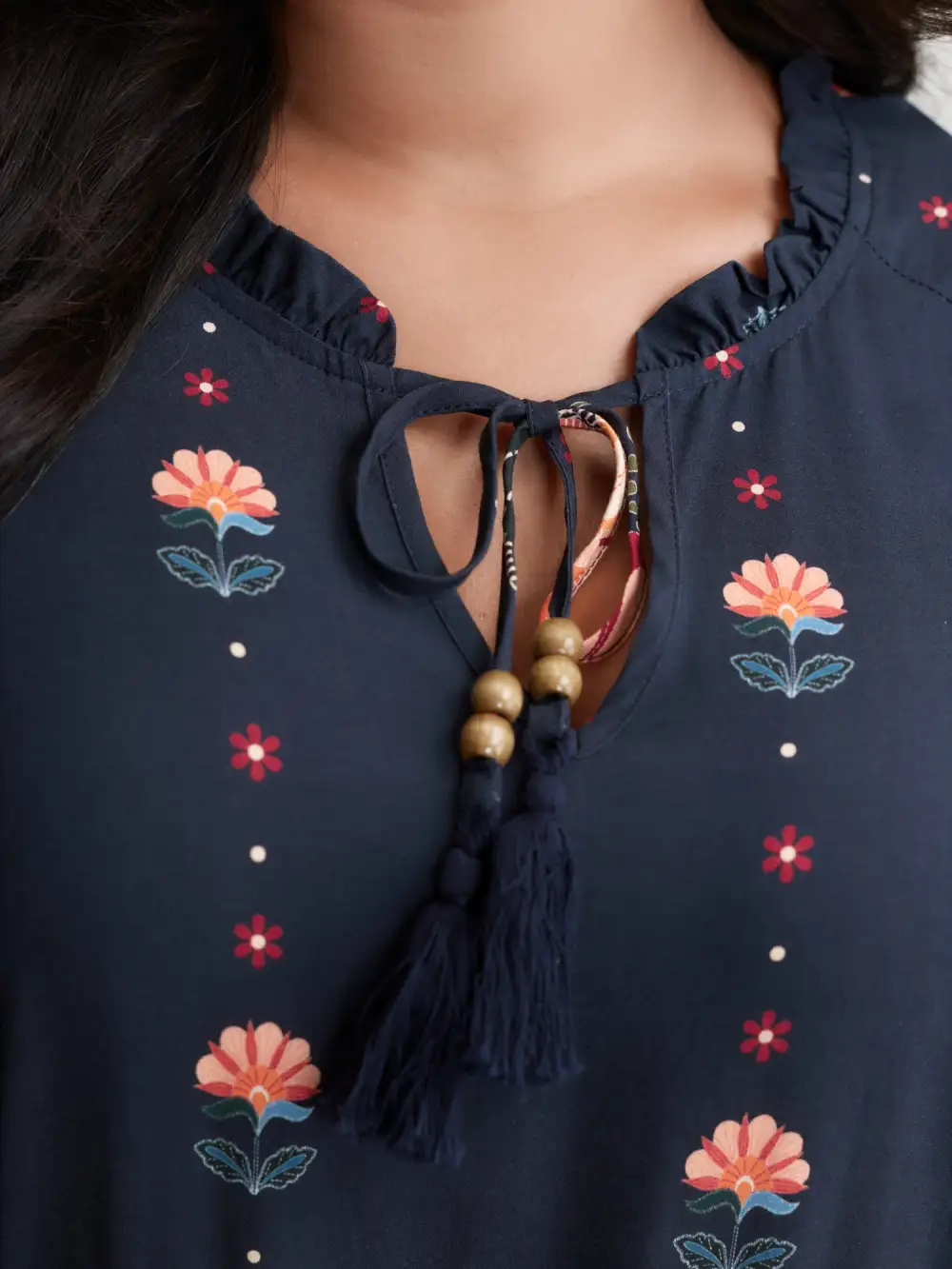 Boho Print Neck Tie Maxi Dress