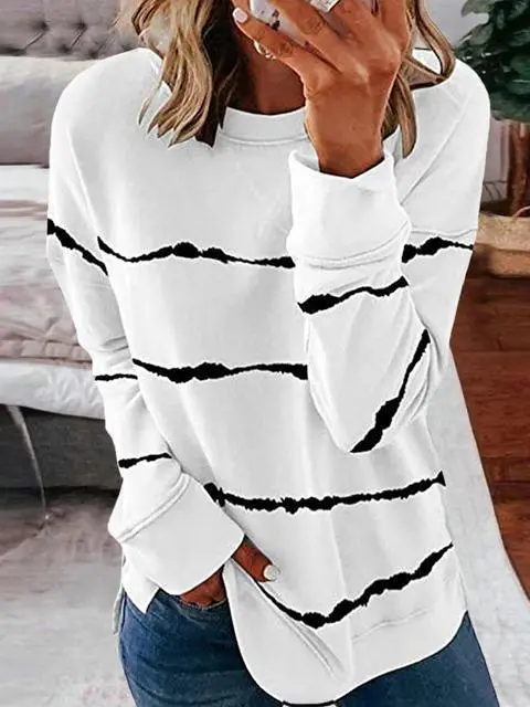 Tie-dye Stripes Print Long Sleeve Tops