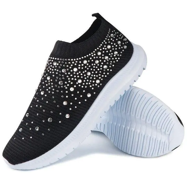 Women's Crystal Breathable SlipOn Walking Shoes