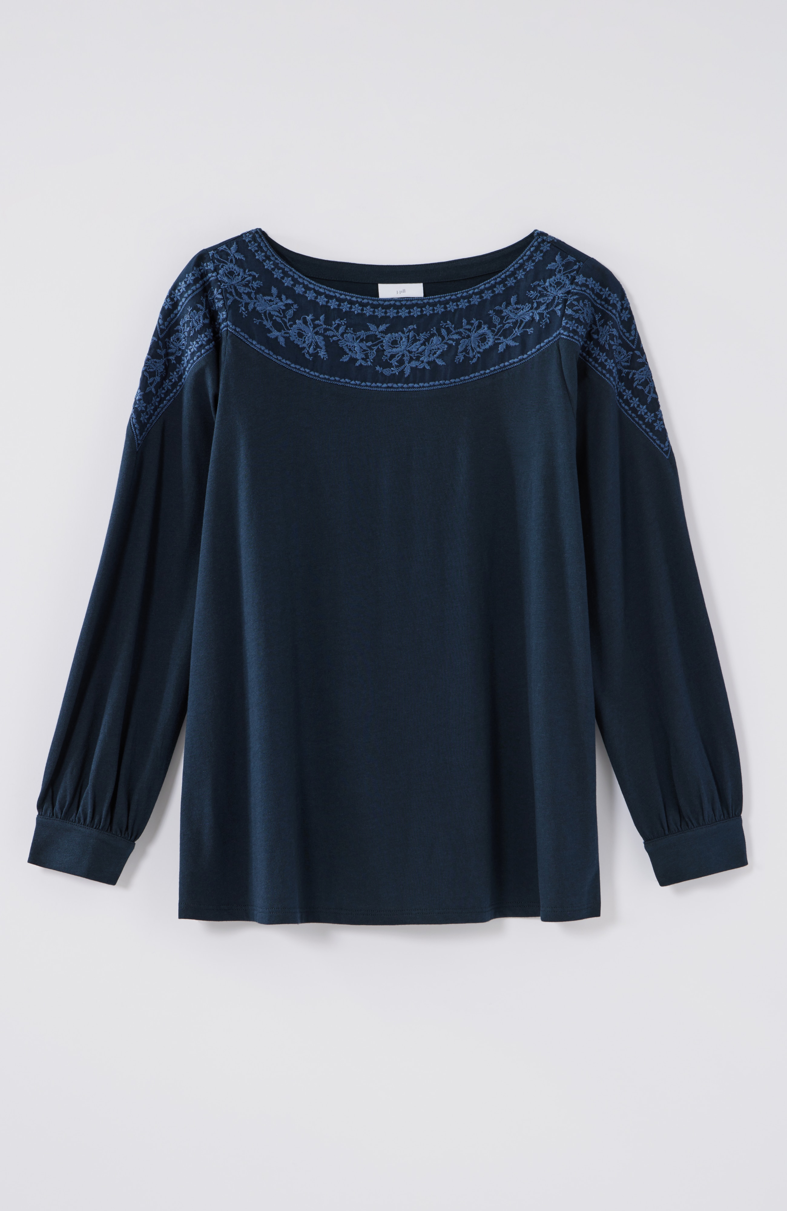 Embroidered Mixed-Media Top
