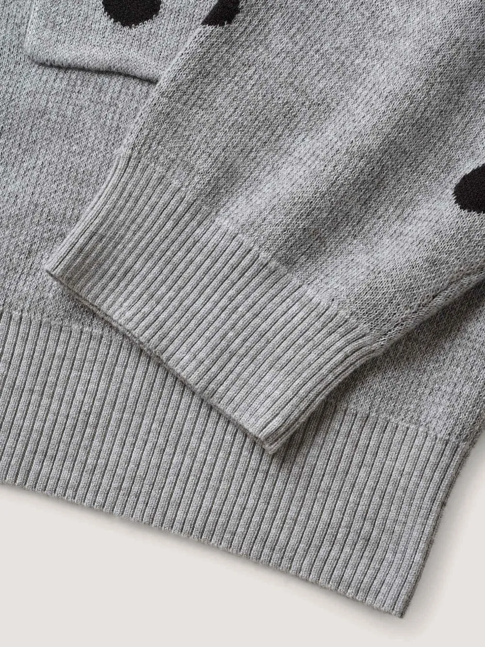 Polka Dot Kimono Collar Patch Pocket Cardigan