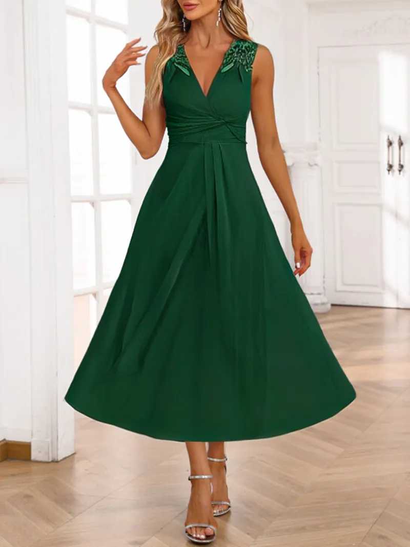 Elegant V-neck Sleeveless Dress