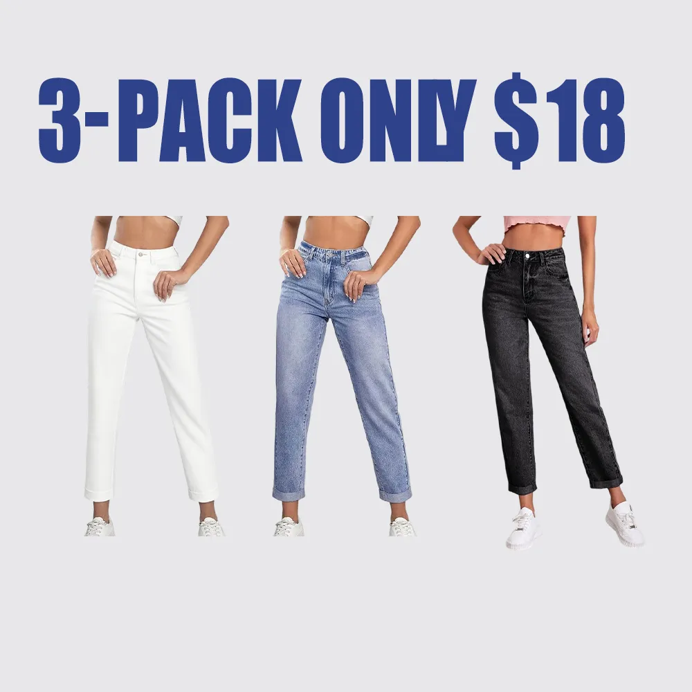 Women's Mid-Rise Tapered Jeans – Casual Street Style Fall Denim Pants