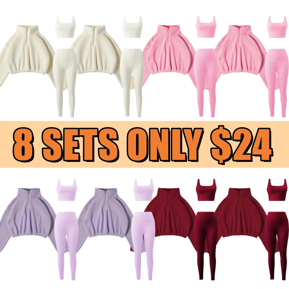 Women's 3-Piece Workout Set (Half-Zip Top, Bra, Yoga Pants)