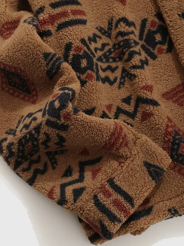 Men's Retro Ethnic Style Alpine Fleece Lapel Jacket