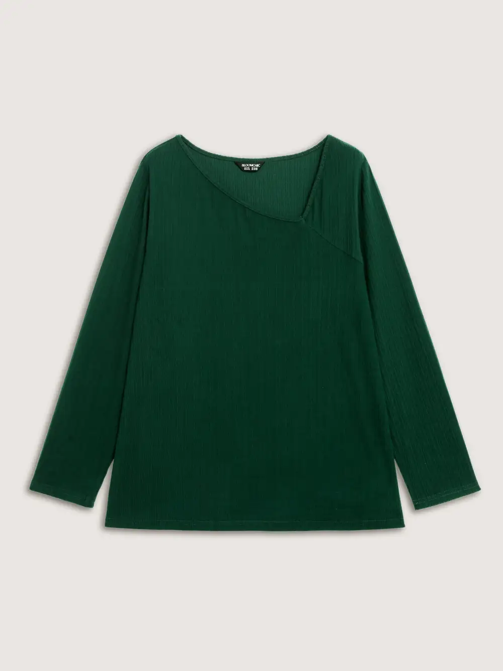 Super Stretchy Ribbed Asymmetrical Neck T-Shirt