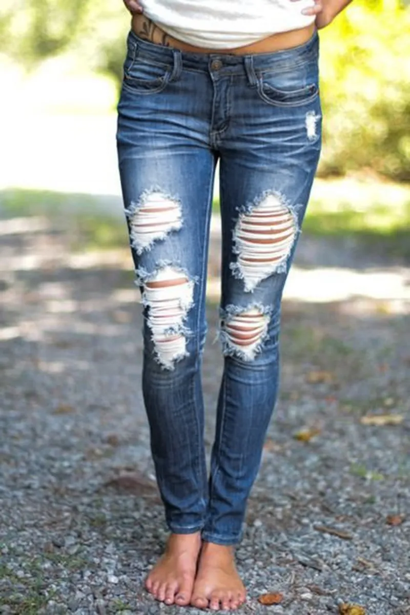 Distressed Low Rise Skinny Jeans