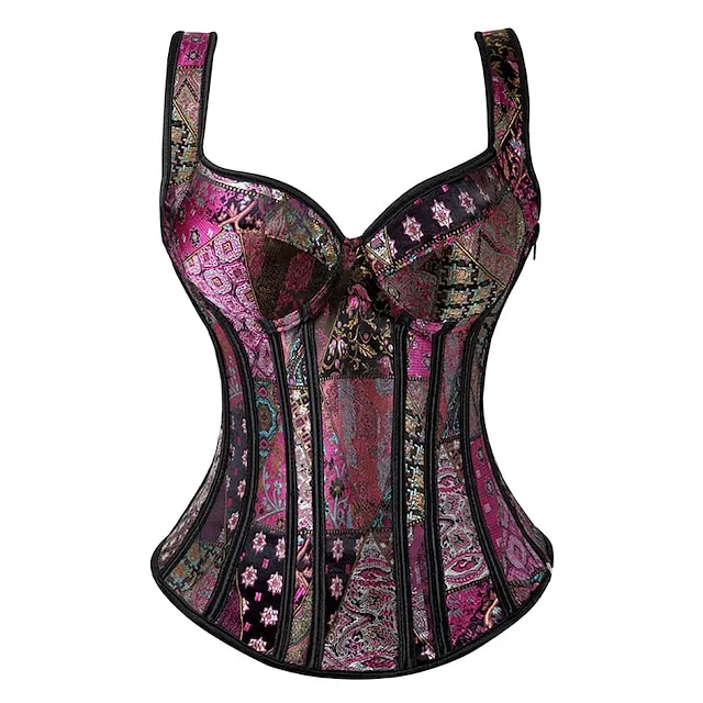 Corset Women's Corsets Halloween Wedding Party Party & Evening Plus Size Black White Purple Breathable Overbust Corset Zipper Lace Up Backless Tummy Control Push Up Flower All Seasons