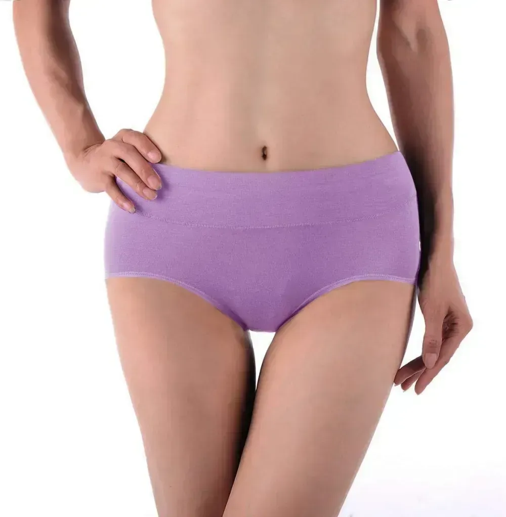 Womens Underwear,Cotton Mid Waist No Muffin Top Full Coverage Brief Ladies Panties Lingerie Undergarments for Women Multipack