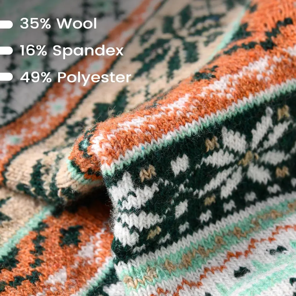 Clothirily Wool Socks- Thick Soft Wool Socks for Women, Vintage Warm Womens Wool Socks, Winter Warm Boot Socks for Women Men
