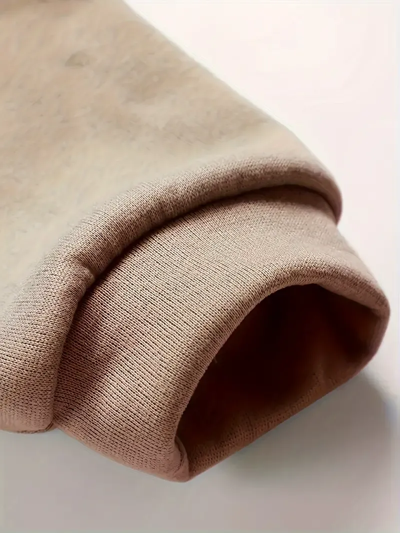 Two-Piece Solid Color Casual Outfit - High Neck Zip Front Long Sleeve Sweatshirt & Elastic Waist Pants