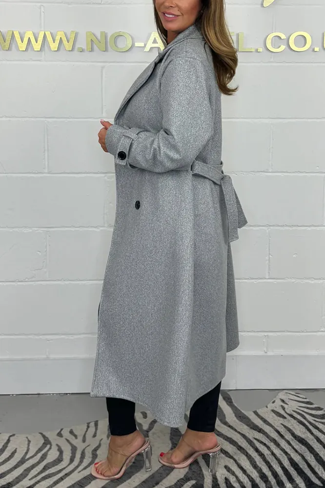 Oversize Wool Look Belted Longline Coat
