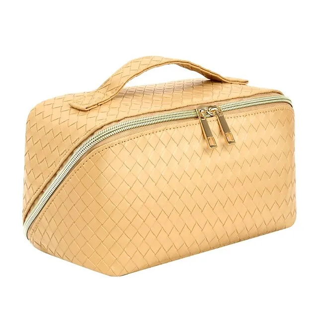 Women's Girls' Handbag Cosmetic Bag PU Leather Party Daily Holiday Zipper Large Capacity Waterproof Breathable Plaid Black White Pink