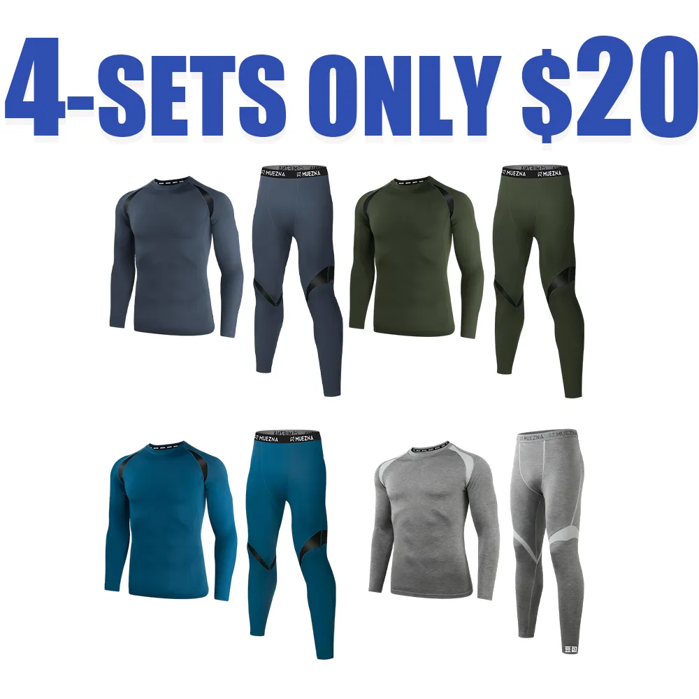 Men's Thermal Top & Bottom Set Underwear Long Johns Base Layer with Soft Fleece Lined Fabric for Athletic & Casual Wear