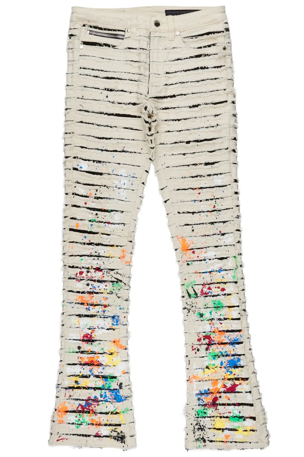 Naman Beige Painter Stacked Flare Jean
