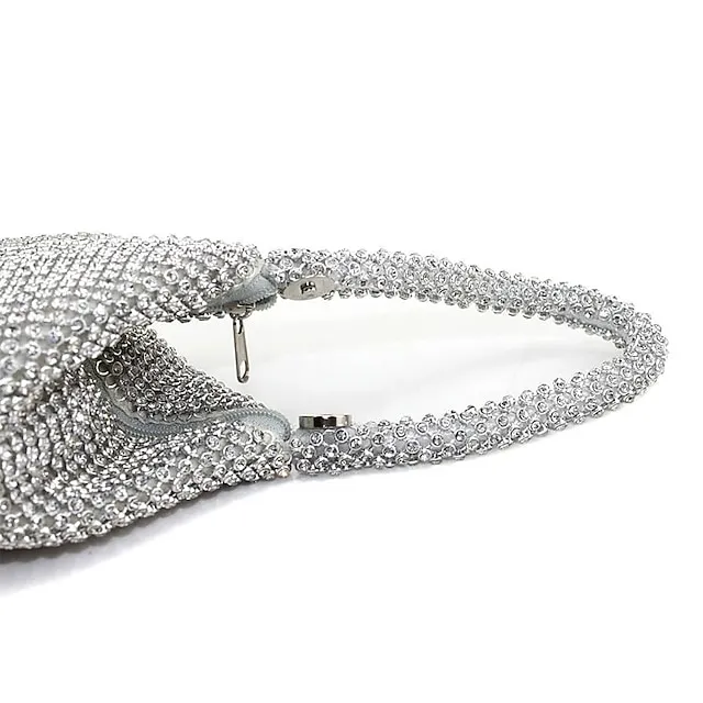 Women's Clutch Evening Bag for Evening Bridal Wedding Party with Rhinestone Solid Color in Silver Black Gold