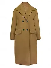 Women's Winter Coat Coat Cloak / Capes Windproof Warm Pocket Casual Street Style Plain Vacation Work Street Daily Wear Single Breasted Turndown Loose Fit Long Sleeve Outerwear Red Blue Green Fall