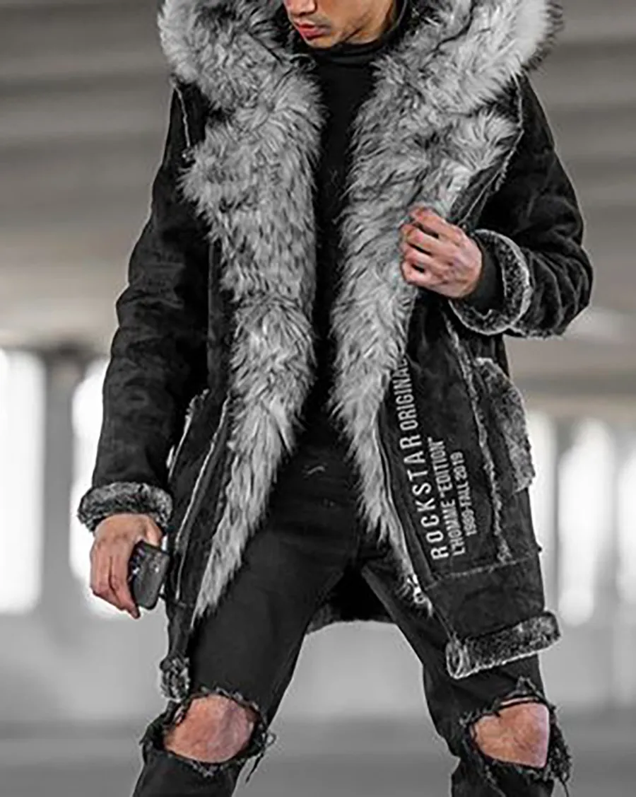 Men's Winter Warm Contrast Hooded Jacket