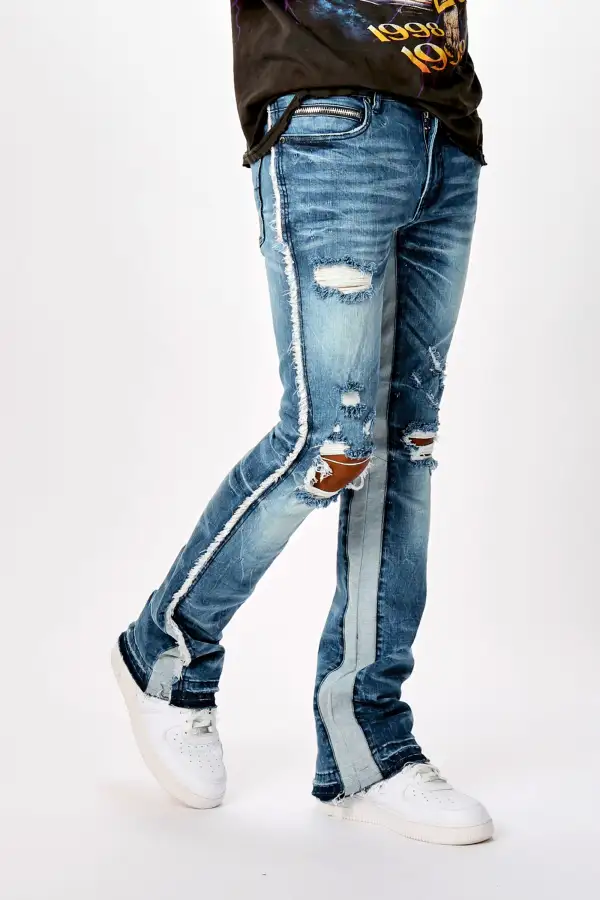 Eugene Stacked Flare Jean-Blue
