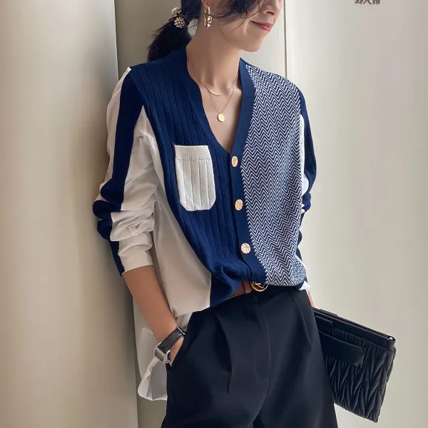 Irregular Shirt Stitching Elegant Cardigan