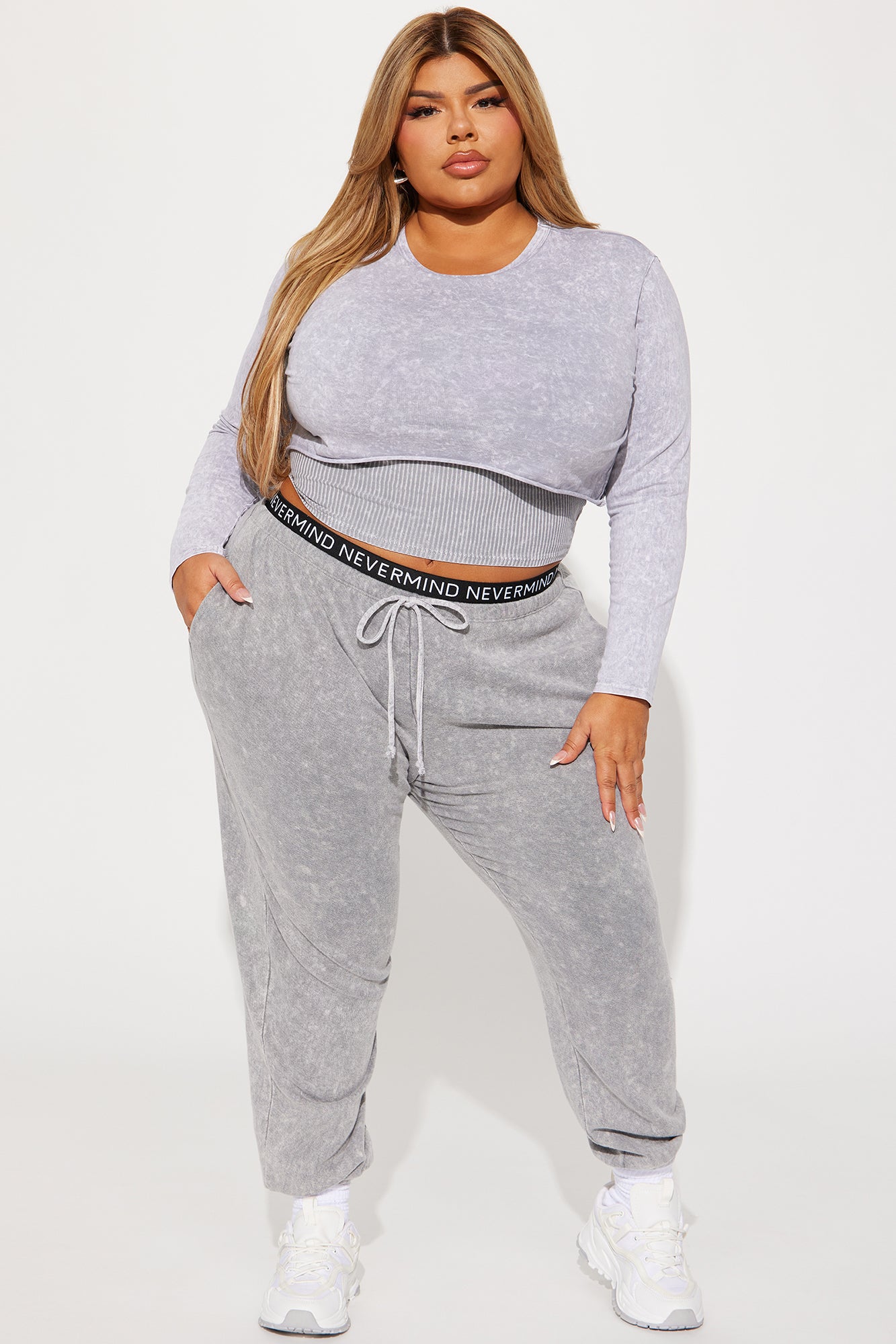 First Sight Mineral Wash Jogger Set - Grey