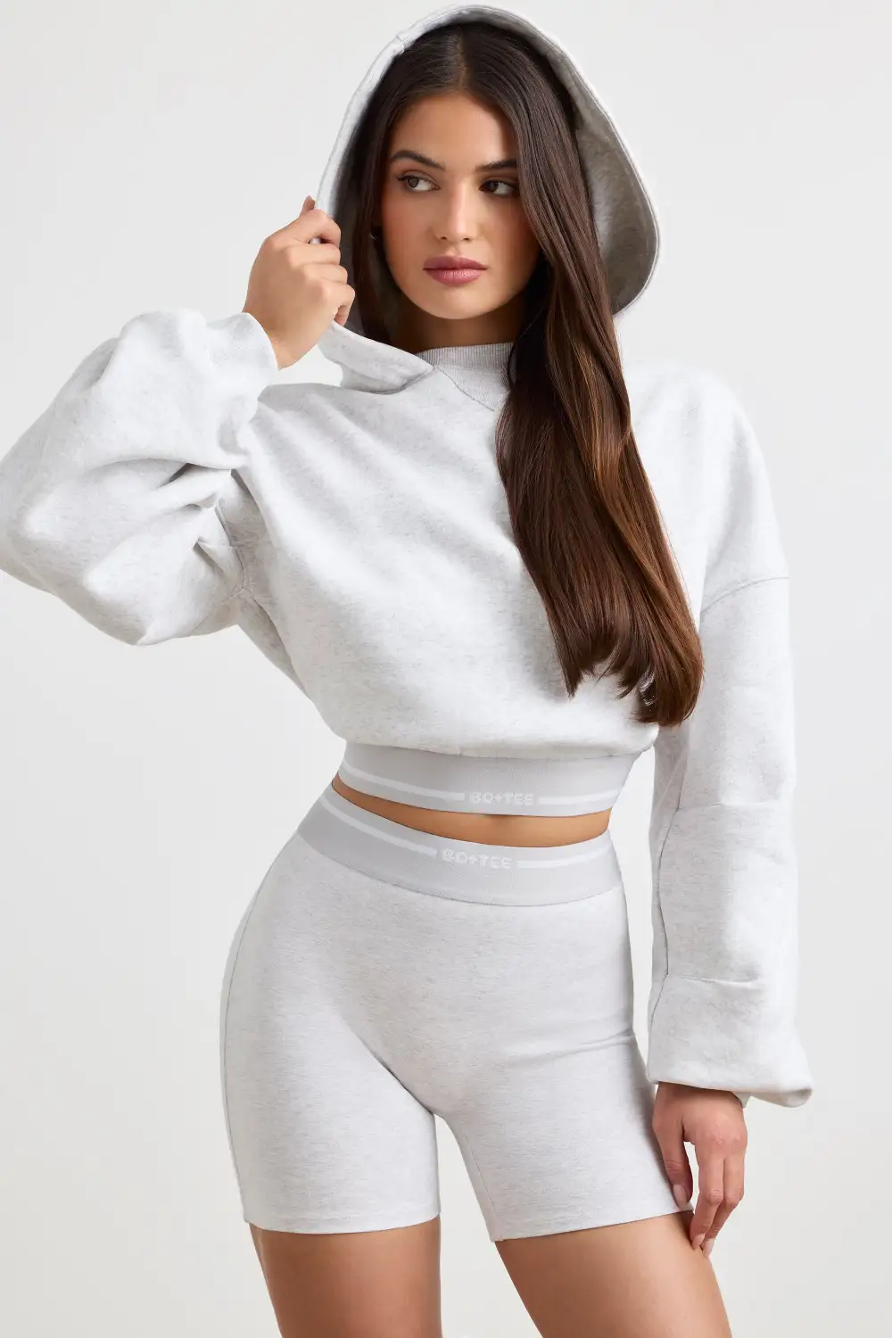 Pause - Cropped Hoodie in Grey Marl