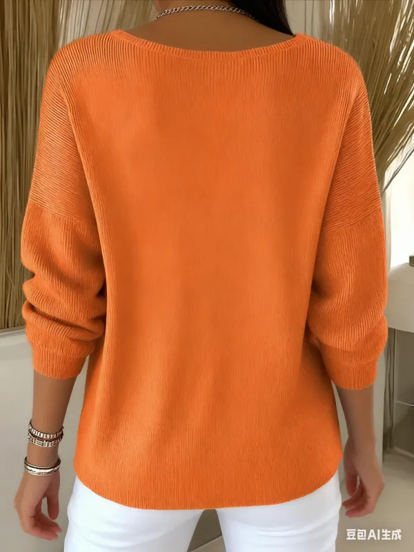 Cotton V Neck Casual Sweater
