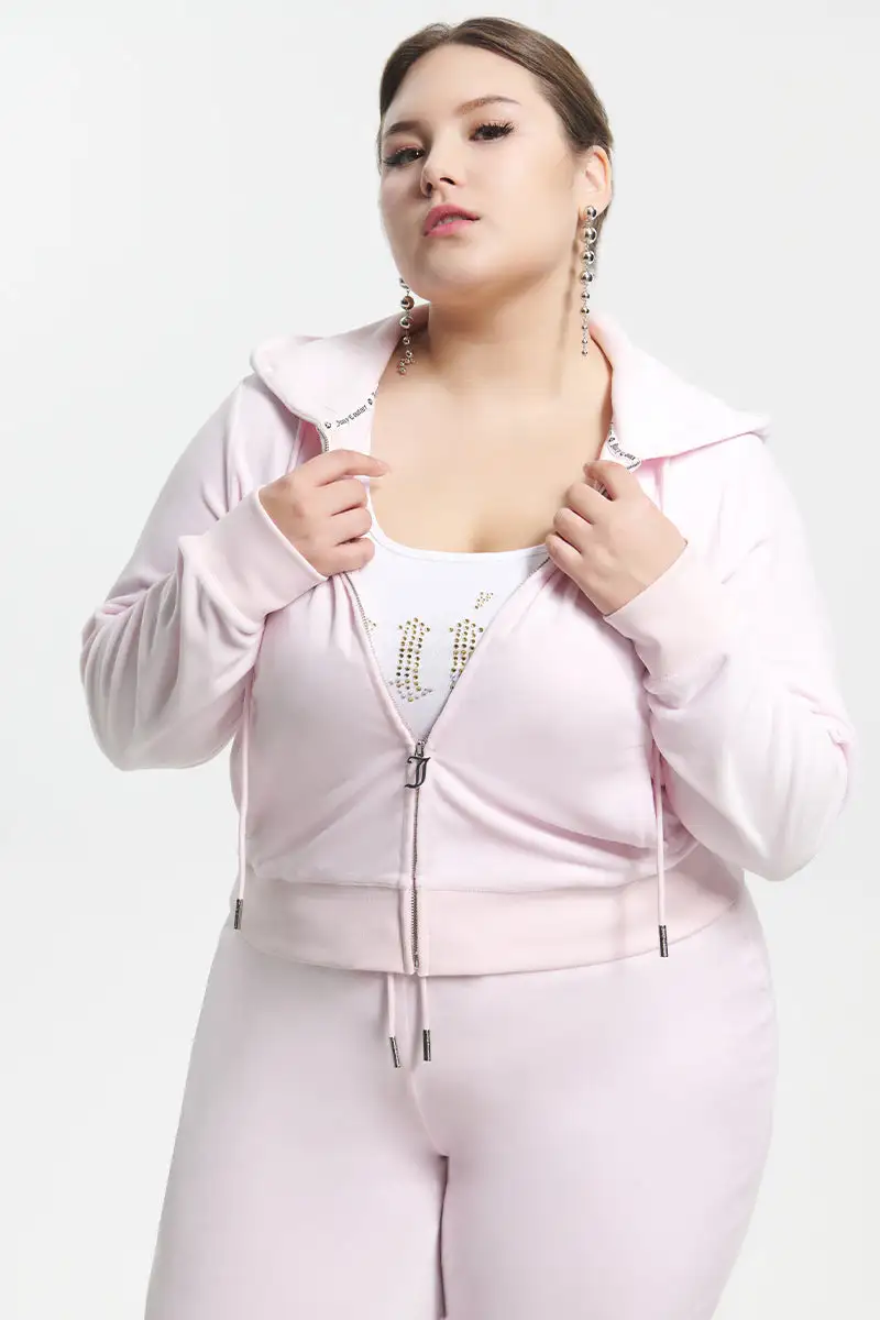 Plus-Size Mixed Jewels Velour Hoodie