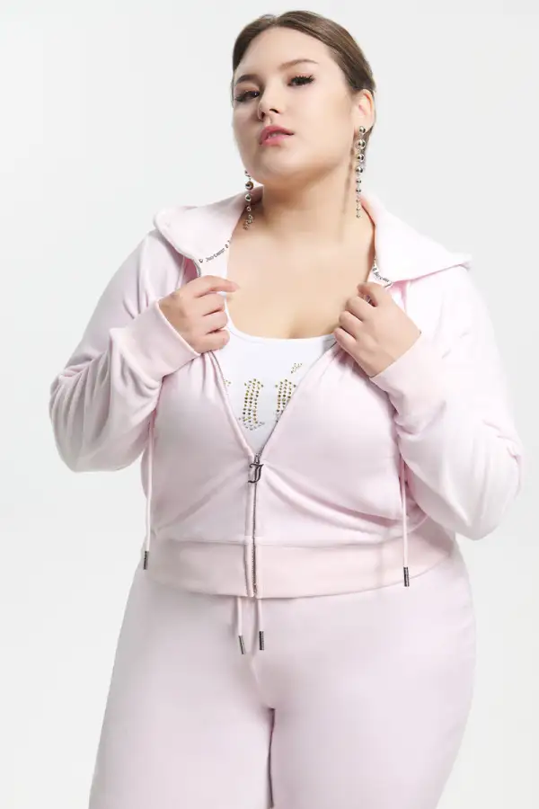 Plus-Size Mixed Jewels Velour Hoodie