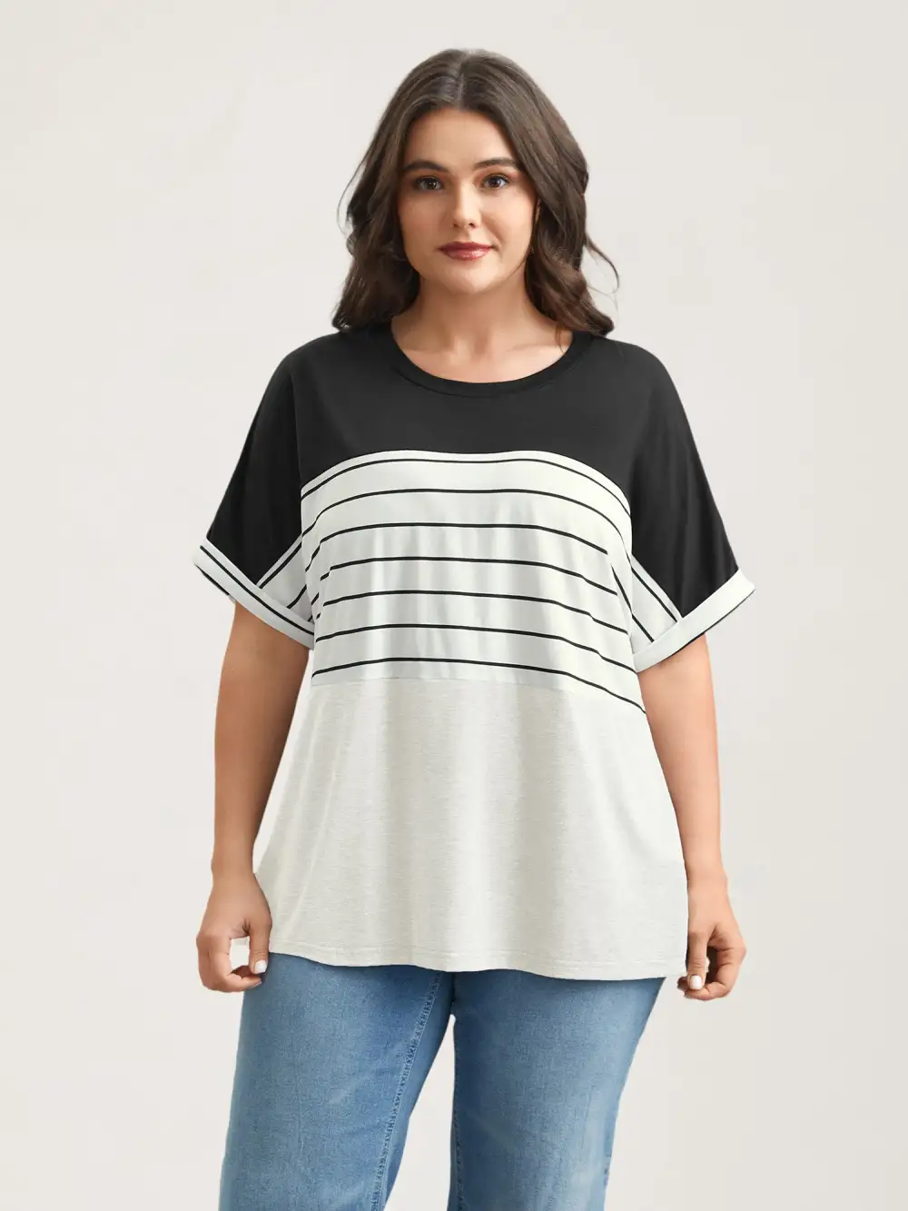 Color-Block Stretchy Stripes T-Shirt