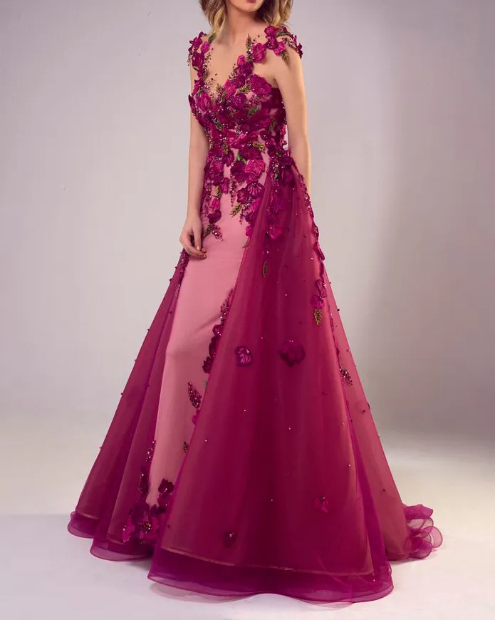 Rose Flower Embellished Maxi Dress