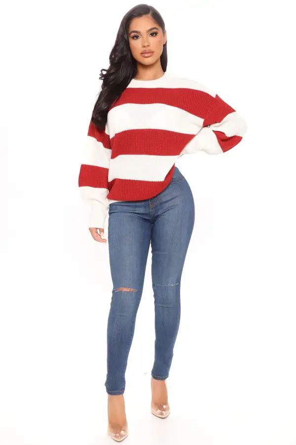 Autumn Dreams Striped Sweater - Rust/combo