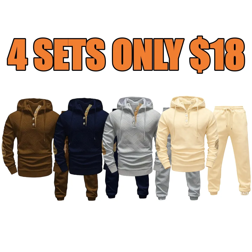 Men's Knitted Jacquard Casual 2-Piece Sweat Set