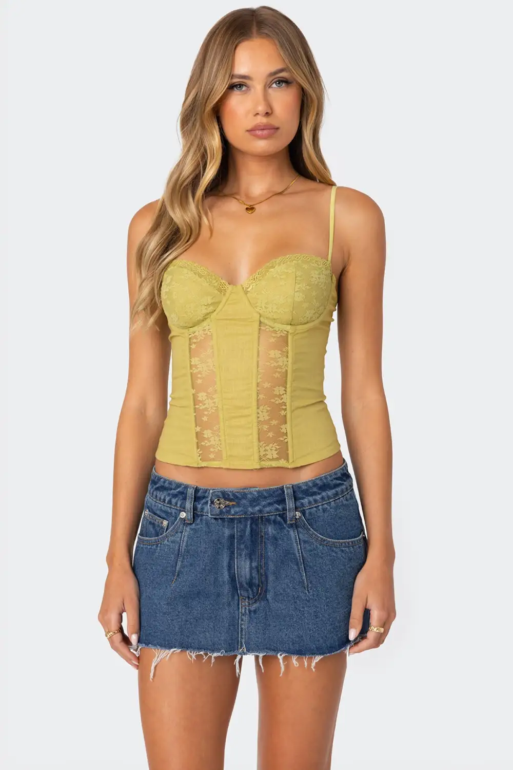 Avena Linen Look Lacey Corset