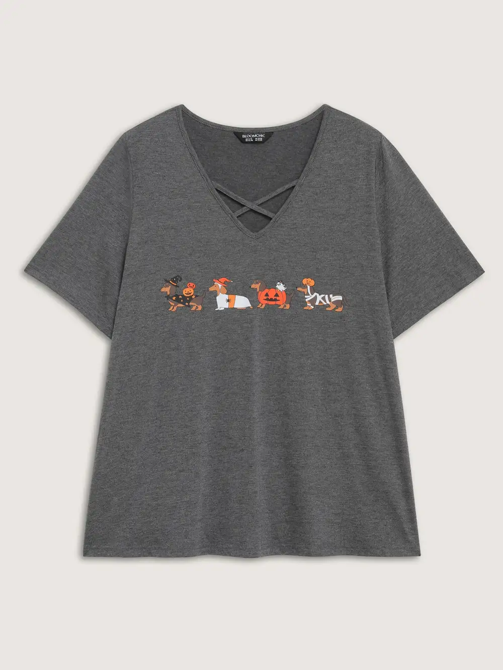 Trick or BloomChic Crossover Neck-Tie T-Shirt