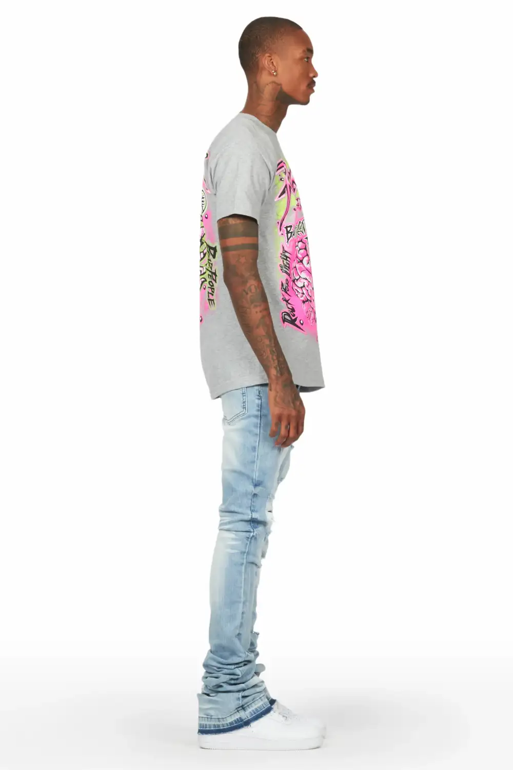 Zahir Blue Super Stacked Flare Jean