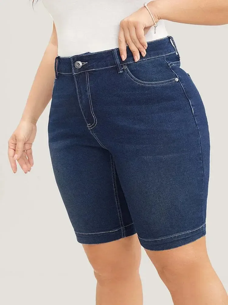 4 Pack Very Stretchy High Rise Dark Wash Denim Shorts