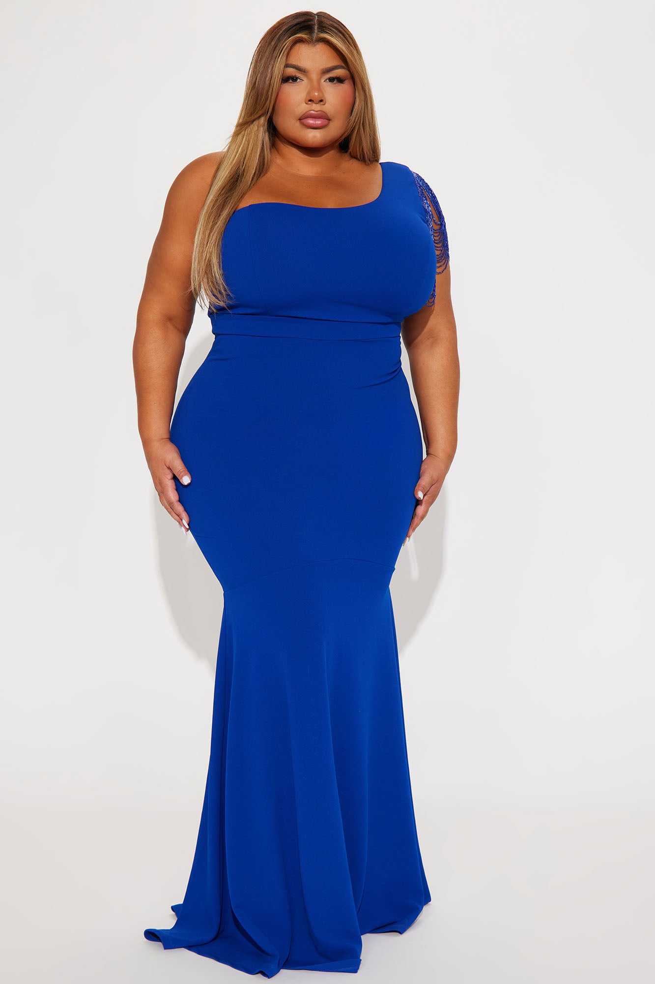 Enchanted One Shoulder Maxi Dress - Royal