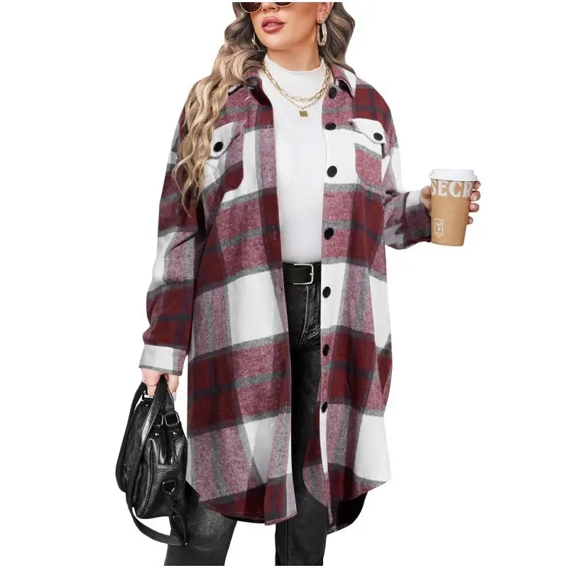 Women's Plus Size Flannel Plaid Shirt