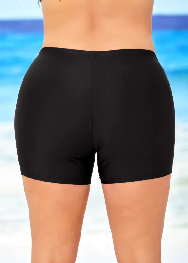 Plus Size Black High Waisted Swimwear Shorts