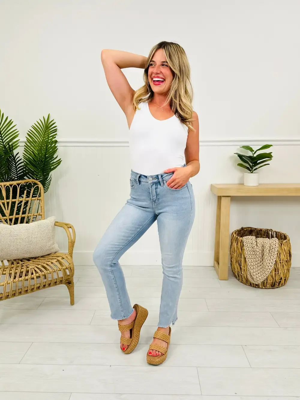 One Step Ahead Tummy Control Cropped Step Hem Jeans