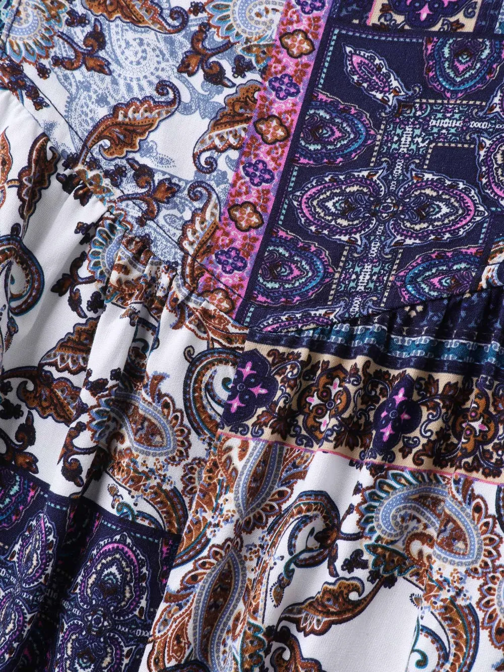 Boho Collage Patchwork Front Pockets Jumpsuit